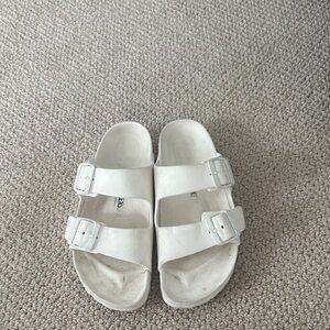 Birkenstock White womens Two-Strap Slide Sandals